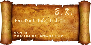 Bonifert Kálmán névjegykártya